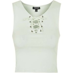 Topshop Mint Lace Up Tank